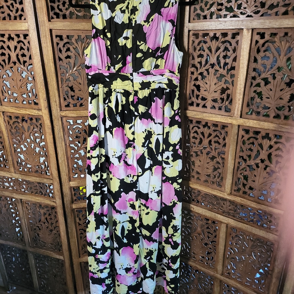 Old Navy Floral Maxi Dress - Pink, Yellow, Black - Picture 3 of 4